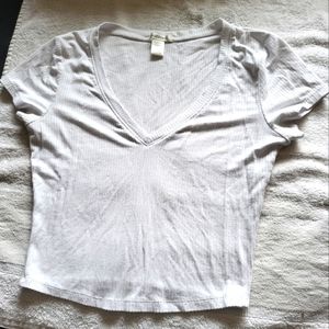 White scoop nech crop T size M